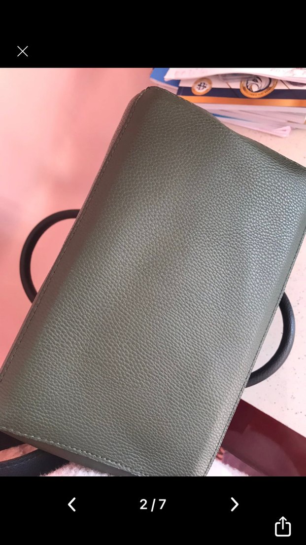 Haki Suni Deri Kadın Omuz Çantası - Görsel 2