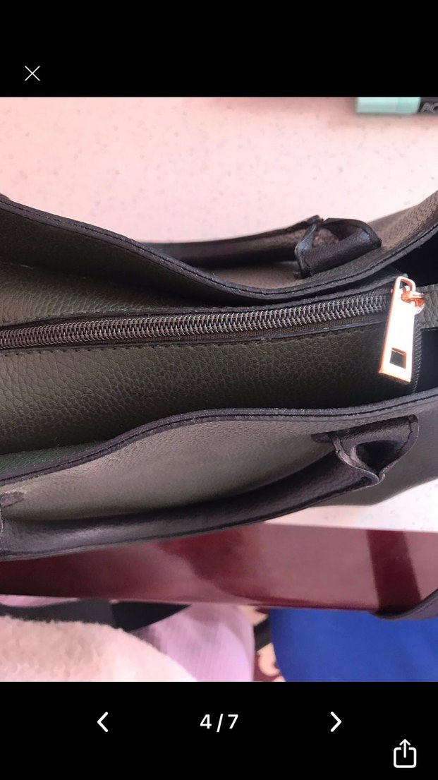 Haki Suni Deri Kadın Omuz Çantası - Görsel 4