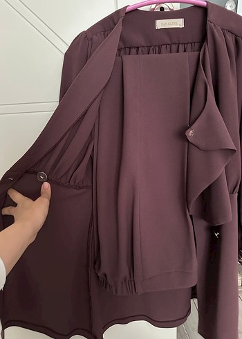 Gül kurusu Düğmeli Midi Kadın Takım Elbise - Görsel 6