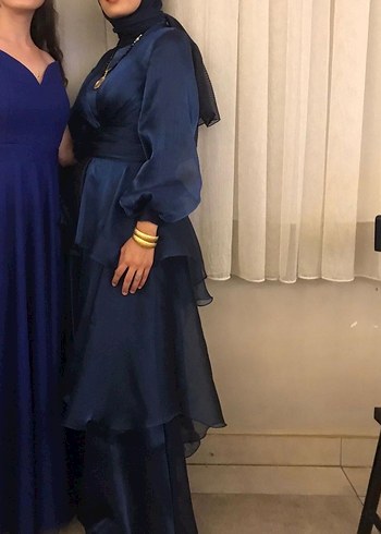 Kadın Mavi Uzun Abiye Elbise - Görsel 3