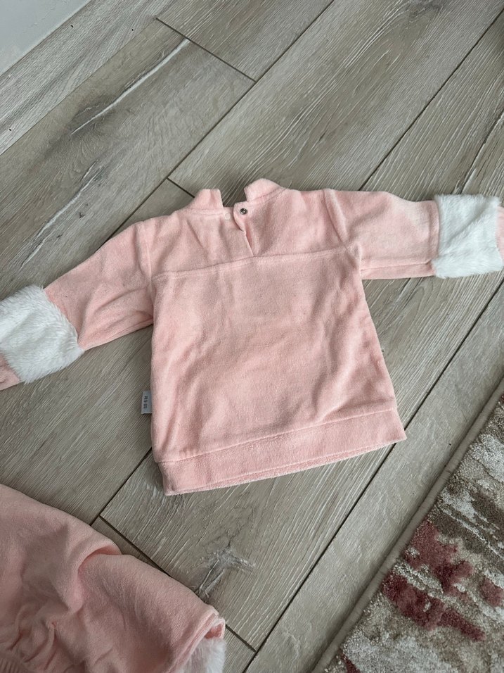 Pembe Örgü Bebek Kız Takımı - Görsel 4