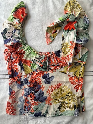 xs Beden Zara Tropikal Bluz