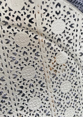 Bohem İşlemeli krem rengi Metal Tepsi - Görsel 5