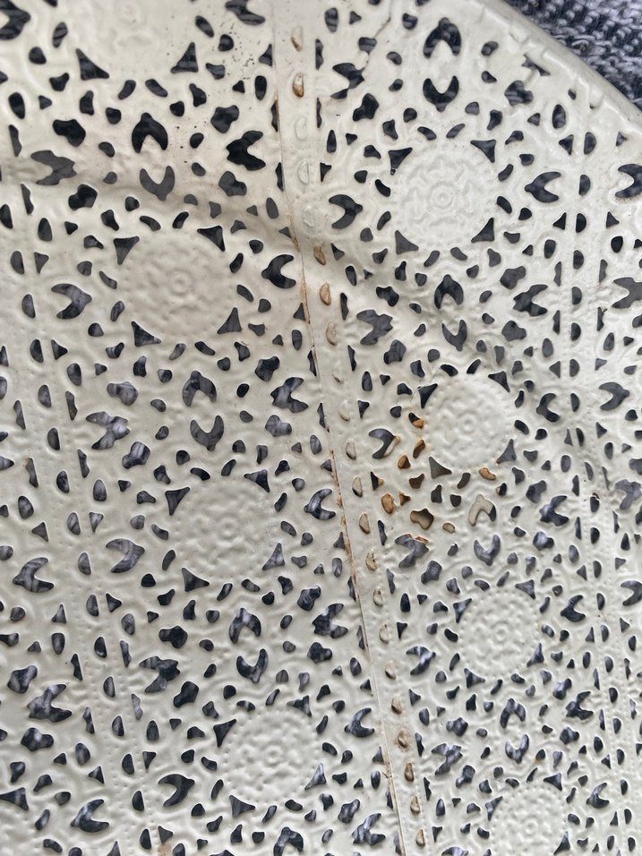 Bohem İşlemeli krem rengi Metal Tepsi - Görsel 5