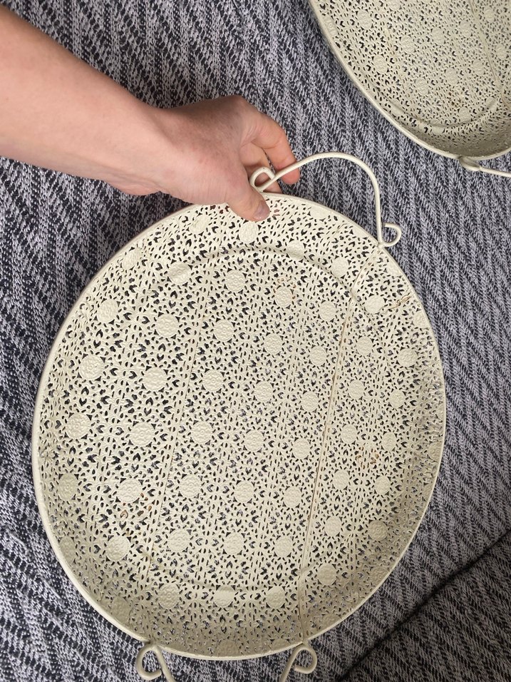 Bohem İşlemeli krem rengi Metal Tepsi - Görsel 4