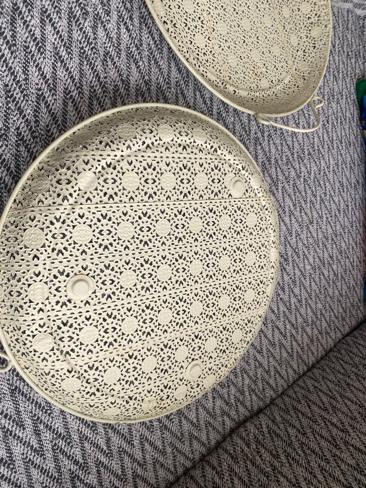 Bohem İşlemeli krem rengi Metal Tepsi - Görsel 3