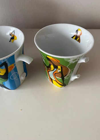 Renkli Desenli 2'li Seramik Bardak Seti - Görsel 2