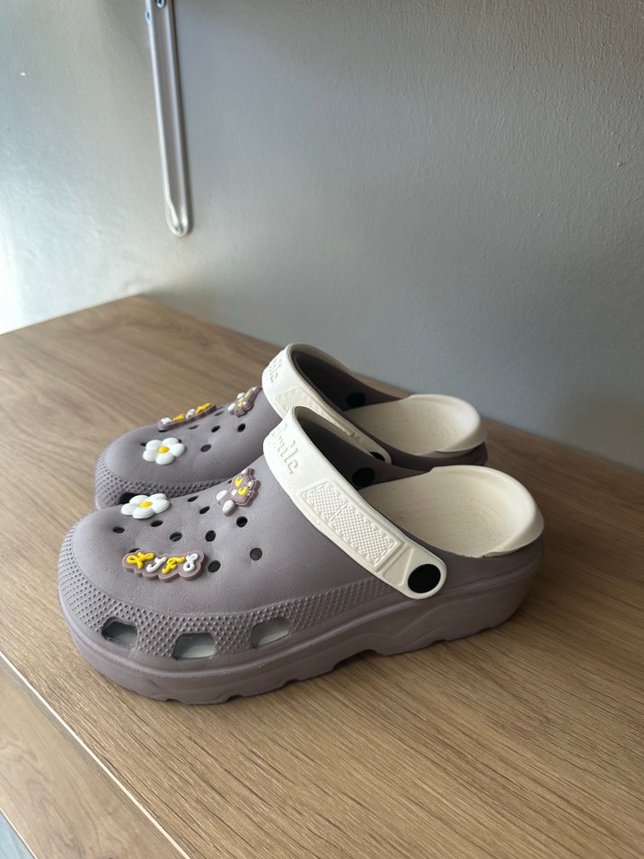 Bej Gri Platform Topuklu Kadın Terlik - Görsel 2