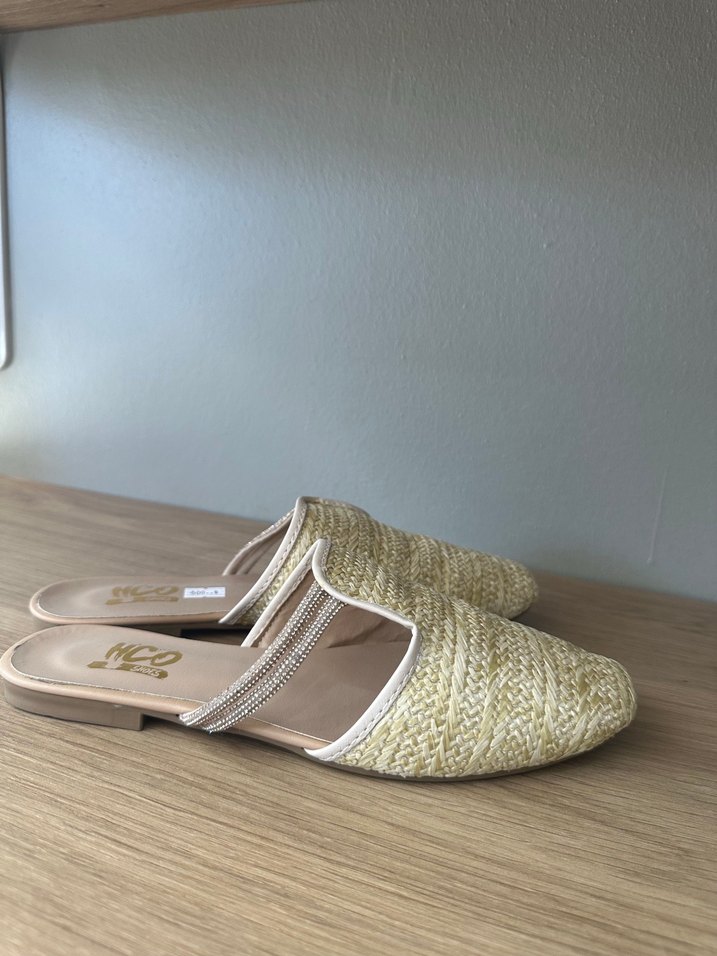 Bej Örgü Dokulu Kadın Terlik - Görsel 2