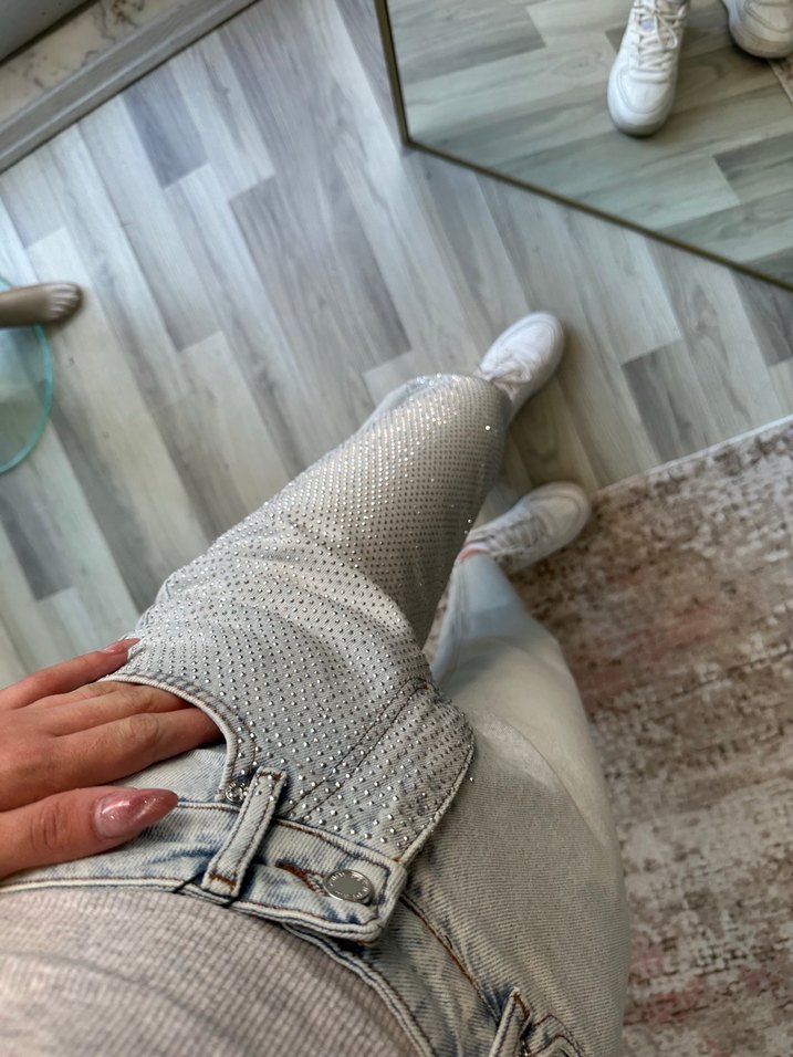 Gri Batik Desenli Kot Pantolon - Görsel 2