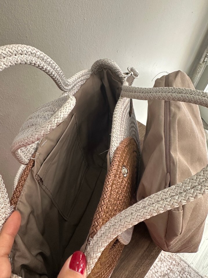 Bohem Gri Kahverengi Örgü Kadın Çanta - Görsel 2