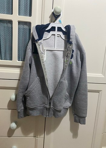 Erkek Çocuk Gri Fermuarlı Sweatshirt - Görsel 2