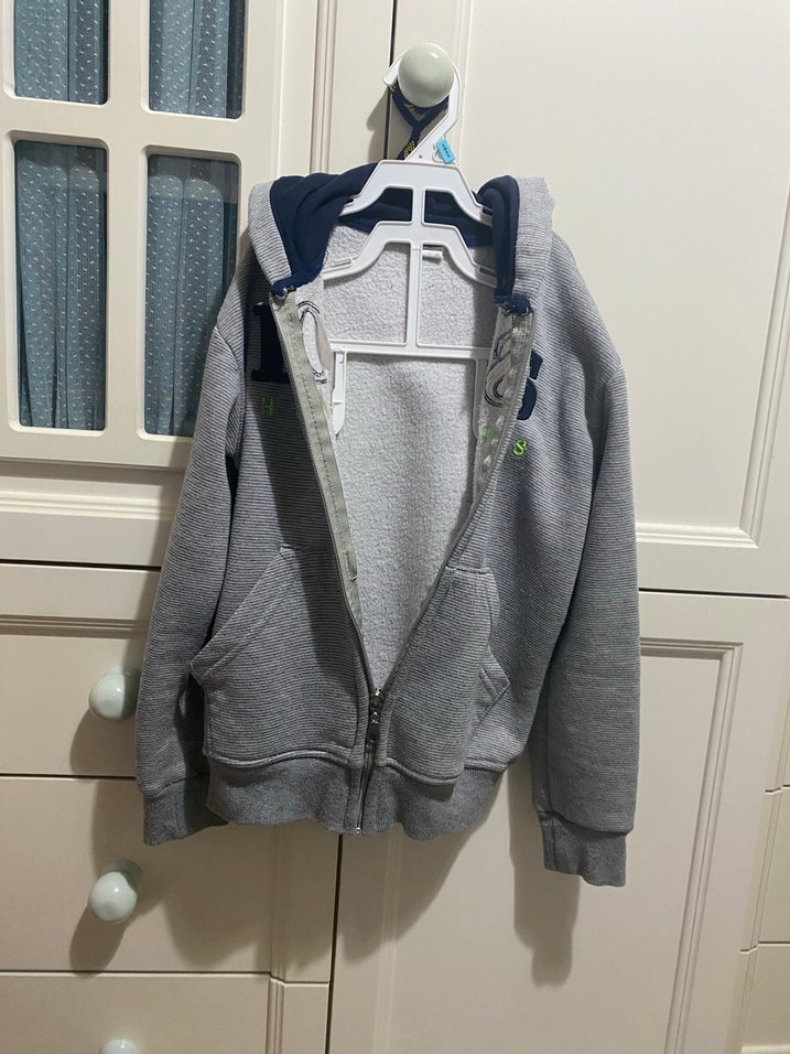 Erkek Çocuk Gri Fermuarlı Sweatshirt - Görsel 2