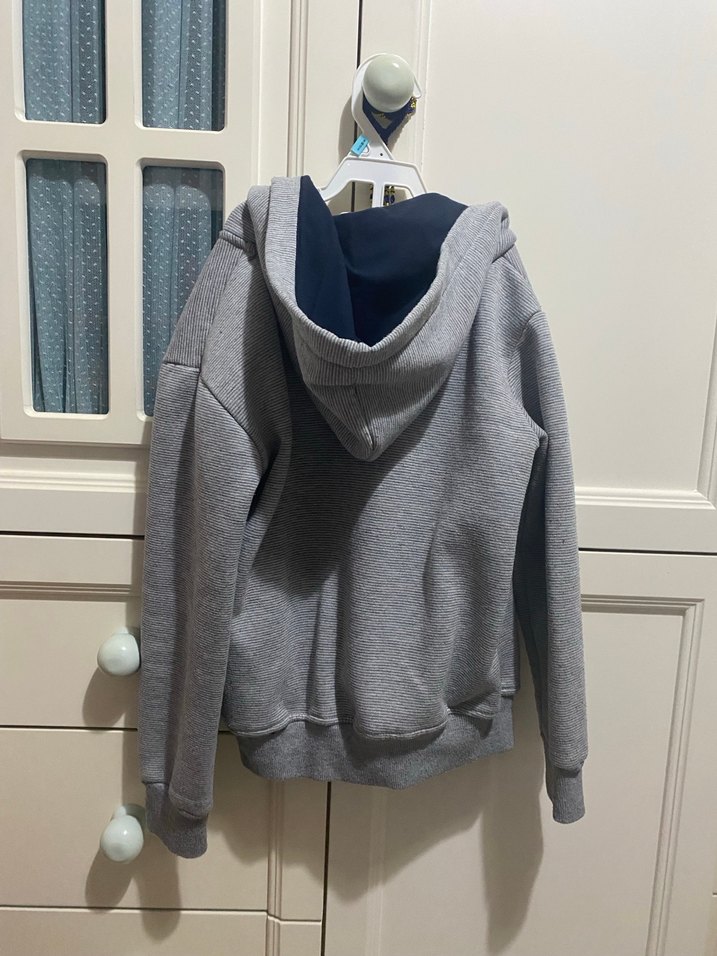 Erkek Çocuk Gri Fermuarlı Sweatshirt - Görsel 3