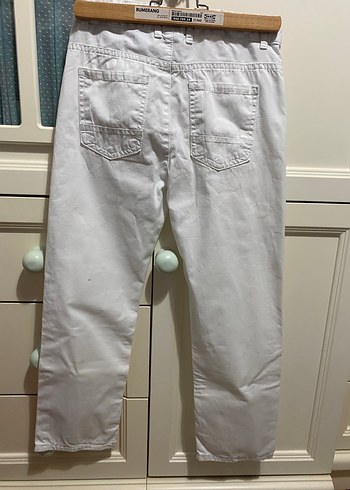 Erkek Beyaz Pamuk Pantolon 7-8 yaş - Görsel 2