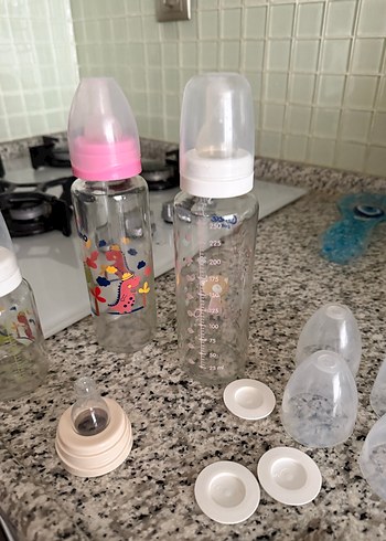 Bebek Biberon Seti, Beyaz ve Gri - Görsel 2