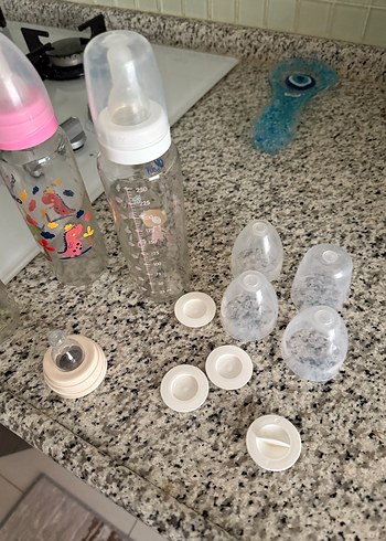 Bebek Biberon Seti, Beyaz ve Gri - Görsel 4