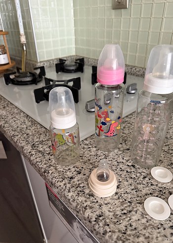 Bebek Biberon Seti, Beyaz ve Gri - Görsel 3