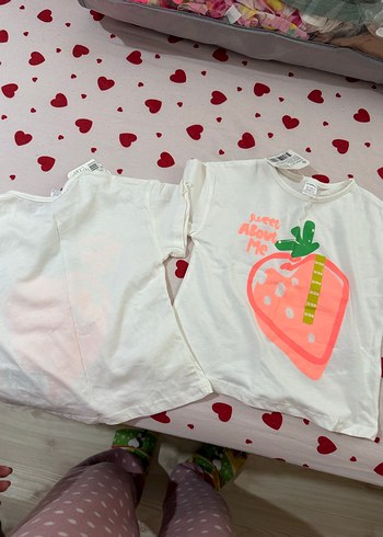 Kız Çocuk Beyaz Pamuklu Baskılı Tişört - Görsel 4