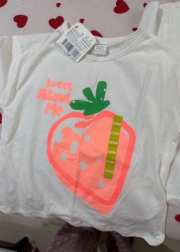 Kız Çocuk Beyaz Pamuklu Baskılı Tişört - Görsel 2