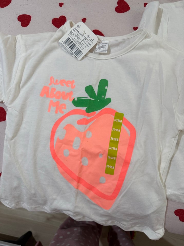 Kız Çocuk Beyaz Pamuklu Baskılı Tişört - Görsel 2