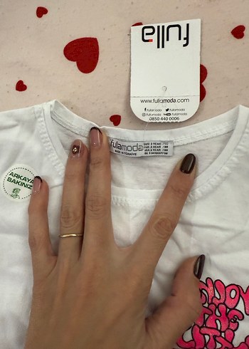 Beyaz Kız Çocuk Baskılı Kısa Kollu Tişört - Görsel 2