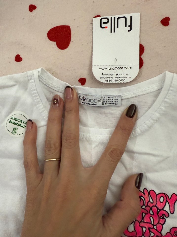 Beyaz Kız Çocuk Baskılı Kısa Kollu Tişört - Görsel 2