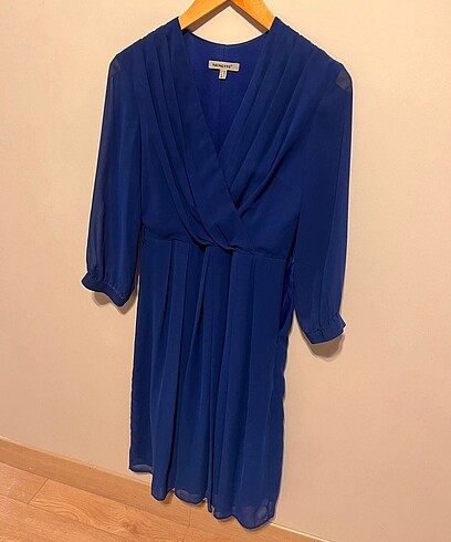 Zara Saks mavi şık abiye elbise