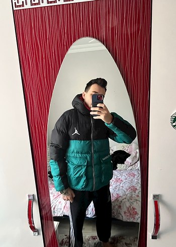 Jordan Erkek Siyah Yeşil Fermuarlı Mont - Görsel 2