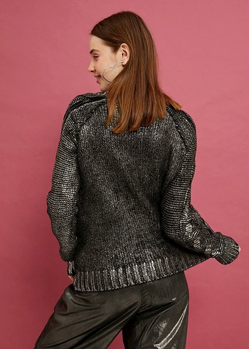 Koton Siyah Desenli Kazak - Görsel 4