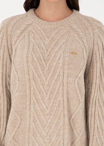 U.S. Polo Assn Kadın Kum Rengi Kazak - Görsel 6