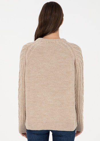 U.S. Polo Assn Kadın Kum Rengi Kazak - Görsel 5