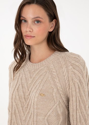 U.S. Polo Assn Kadın Kum Rengi Kazak - Görsel 2