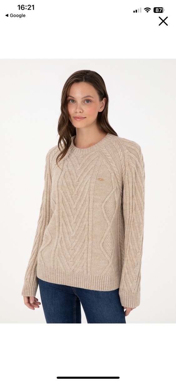 U.S. Polo Assn Kadın Kum Rengi Kazak - Görsel 3