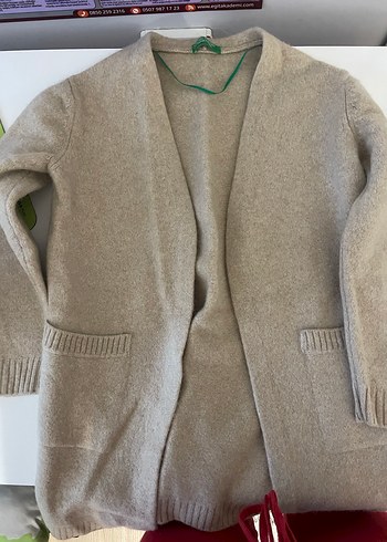 Benetton Sütlü Kahve Yün Hırka - Görsel 4