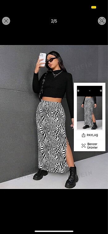 Shein zebra desen etek