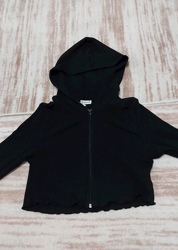 Siyah fermuarlı hırka - Görsel 2