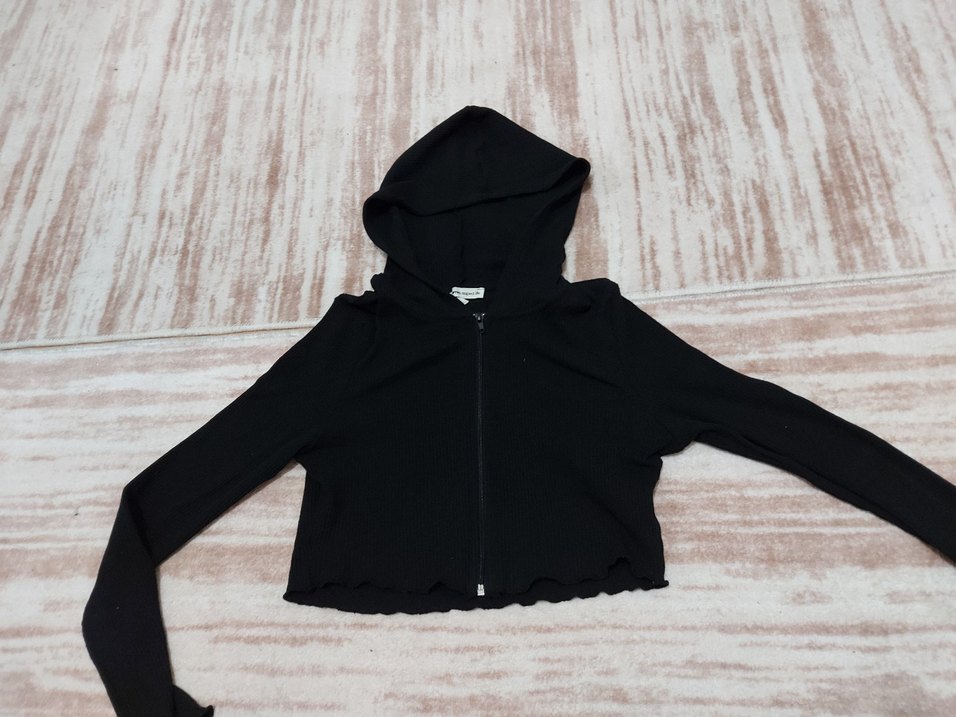 Siyah fermuarlı hırka - Görsel 2