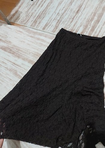 Dantelli acı kahve etek ve dantelli üst takım - Görsel 3