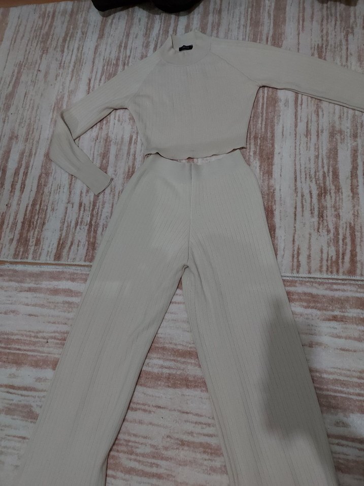 Kadın bej triko takım - Görsel 2