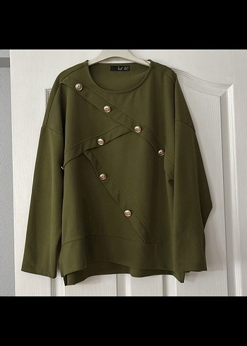 Minel markalı Düğmeli Kısa Kadın Takım - Haki - Görsel 2