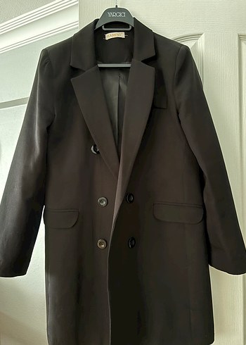 Siyah Kadın Ofis Blazeri, Düğmeli, Normal Boy - Görsel 2