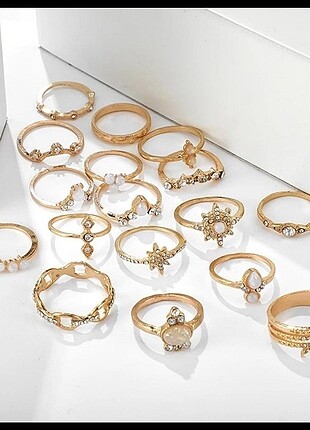 Beden altın Renk 17 adet yüzük takı seti #sıfır#kullanılmamış#düğün#nişan#nikah#
