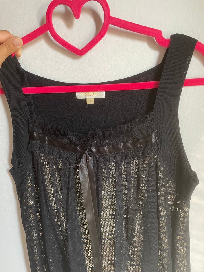 Siyah Mini Fırfırlı bluz - Görsel 2