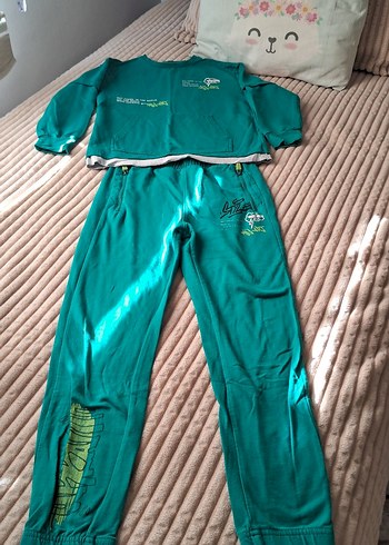 Erkek Çocuk Fermuarlı Rahat Yeşil Eşofman - Görsel 2