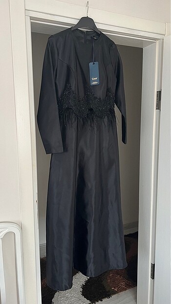SİYAH SATEN ELBİSE 40-42 beden uyumlu TUĞBA/VENN marka. - Görsel 5