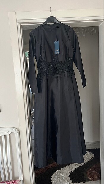 SİYAH SATEN ELBİSE 40-42 beden uyumlu TUĞBA/VENN marka. - Görsel 6