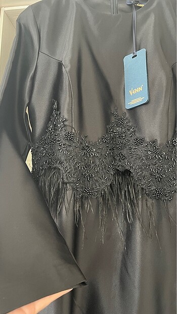 SİYAH SATEN ELBİSE 40-42 beden uyumlu TUĞBA/VENN marka. - Görsel 9