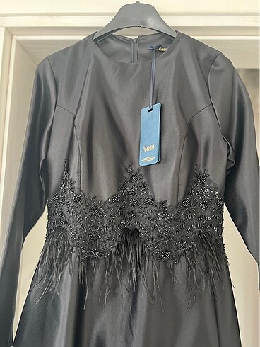 SİYAH SATEN ELBİSE 40-42 beden uyumlu TUĞBA/VENN marka. - Görsel 8