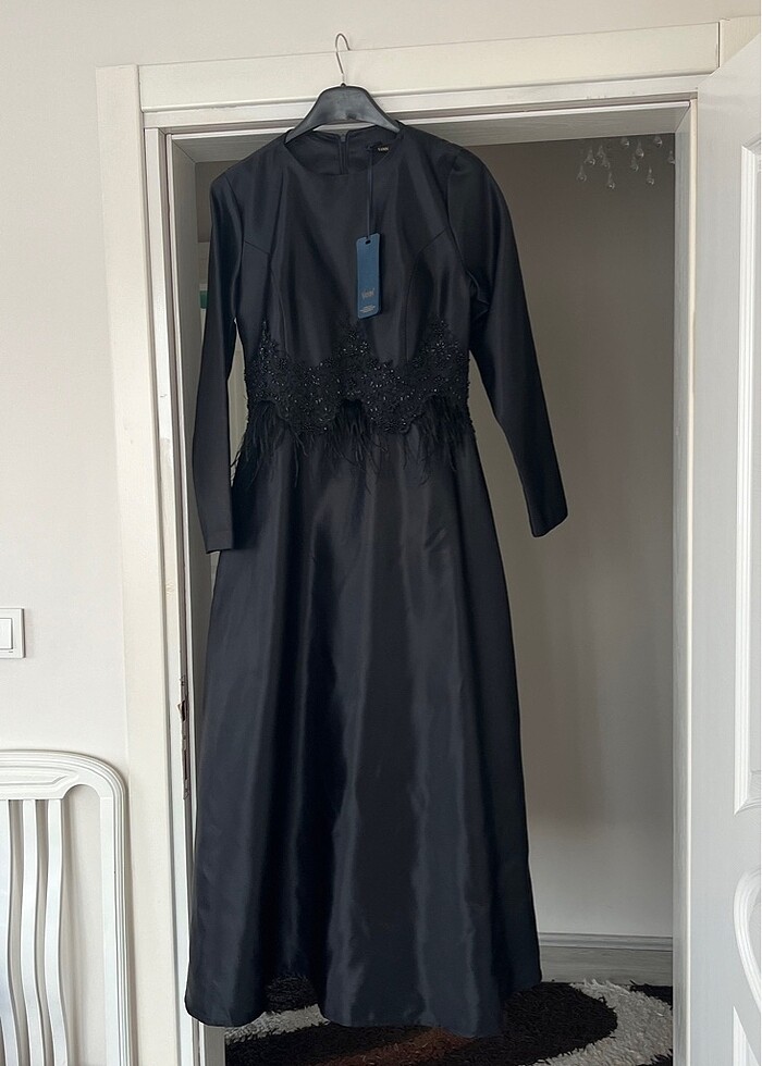 SİYAH SATEN ELBİSE 40-42 beden uyumlu TUĞBA/VENN marka. - Görsel 3